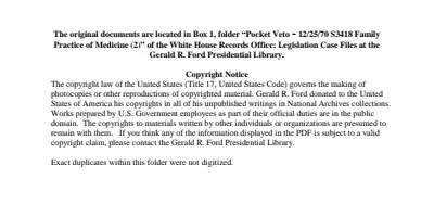 Pocket Veto - 1970/12/25 S3418 Family Practice of Medicine (2)
