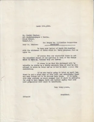 Letters Sent to Josiah Stryker, March 10, 1928