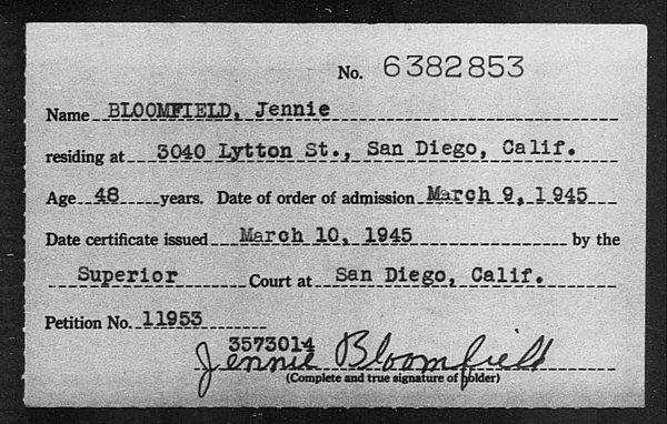 Bloomfield, Jennie - 1945