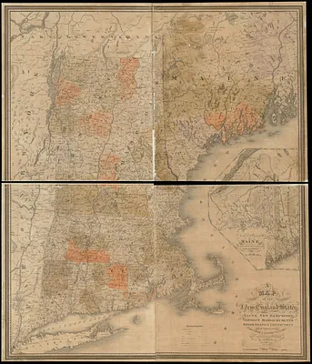 A map of the New England states