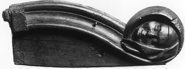 Arm Rest from a Stall in the Form of a Man's Head