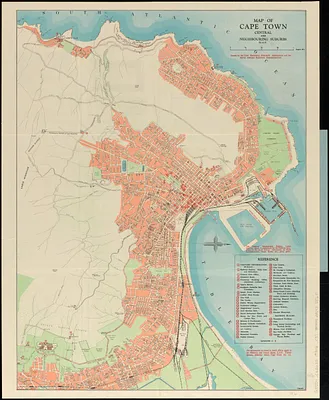 Map of Cape Town central and neighbouring suburbs