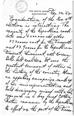 Longhand Note of President Harry S. Truman