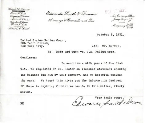 Letters Received to Mr. Barker [H.H. Barker], October 9, 1931