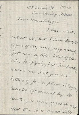 Royce, Josiah, 1855-1916 autograph letter signed to Hugo Münsterberg, Cambridge, Mass., 1897?