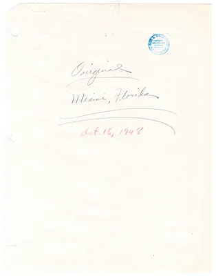 Reading Copy, Speech of President Harry S. Truman, Miami, Florida