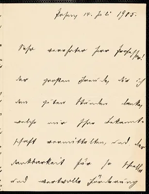 Kühnemann, Eugen, 1868-1946 autograph letter signed to Hugo Münsterberg, Posen, Ger., 14 July 1905