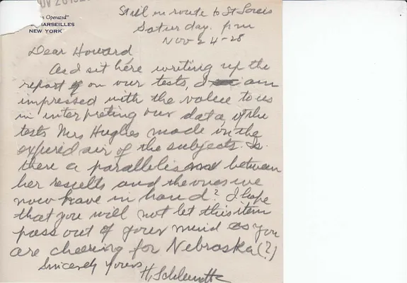 Letters Received to Howard [H.H. Barker], November 24, 1928