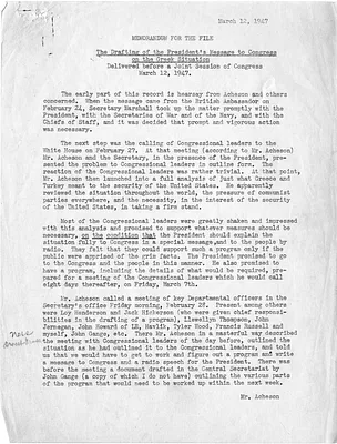 Memorandum for the File by Joseph M. Jones