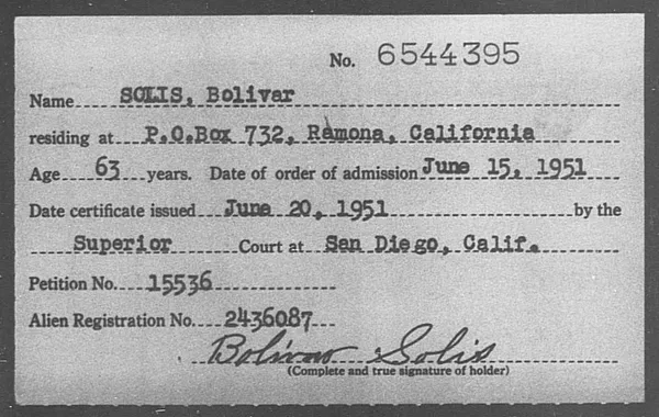 Solis, Bolivar - 1951