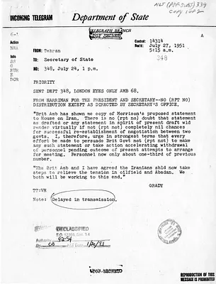 Telegram from Ambassador Henry Grady to Secretary of State Dean Acheson, Number 348