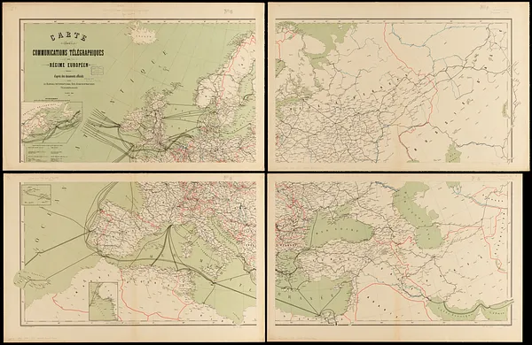 Carte des communications télégraphiques du régime européen