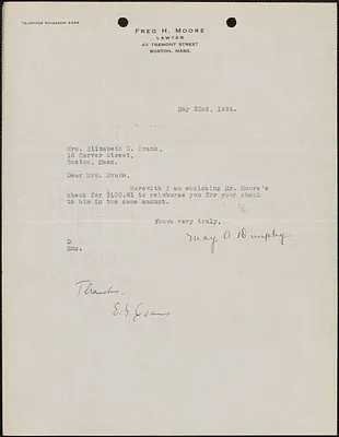 Mary A. Dunphy typed letter signed to Elizabeth G[lendower] Evans, Boston, Mass., May 22, 1924