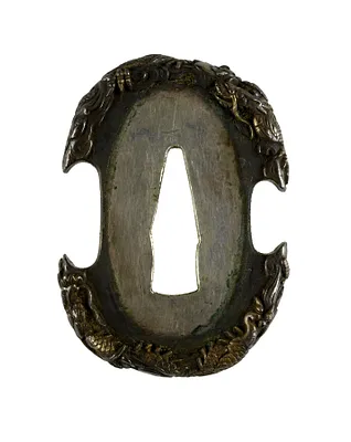 Tsuba with Dragons in Clouds