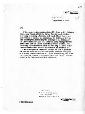 Memorandum from Jeffrey Kitchen Regarding Conversation Between Secretary of State Dean Acheson and Ambassador of Great Britain Sir Oliver Franks