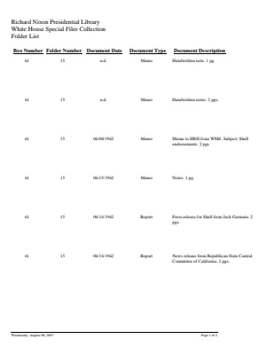 WHSF: Returned, 61-15