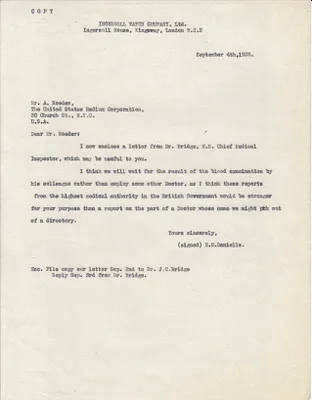 Letters Received to A. Roeder, September 4, 1925