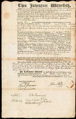 Edward Howard indentured to apprentice with John Abbe [Abbey] of Hopkinton, 28 November 1767