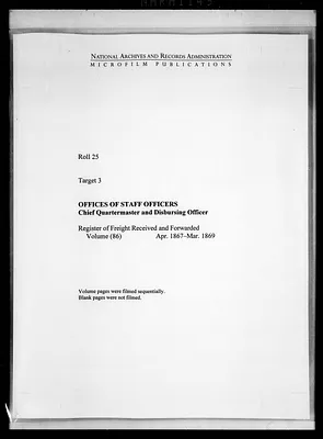 Register of Freight Received and Forwarded, Volume (86), Apr. 1867-Mar. 1869