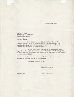 Letters Sent to S.C. Lind, October 23, 1934