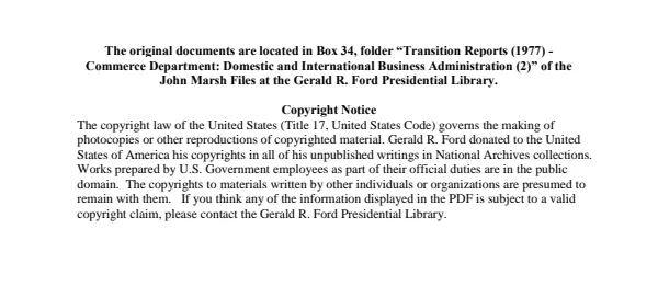 Transition Reports (1977) - Commerce Department: Domestic and International Business Administration (2)