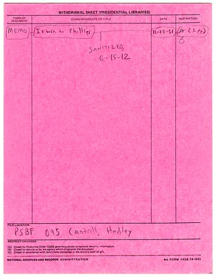 Memorandum from Wallace Irwin, Jr., to Joseph B. Phillips