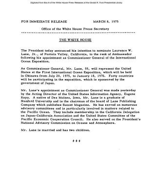 Lane, Laurence W., Jr. [Biography]