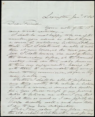Letter from Samuel Joseph May, Lexington, [Mass.], to Maria Weston Chapman, Jan'y 15, 1849