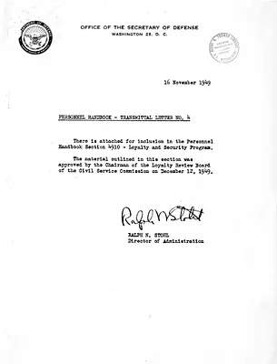 Memorandum from Ralph N. Stohl, Personnel Handbook-Transmittal Letter No. 4
