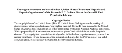 Lists of Prominent Hispanics and Hispanic Organizations