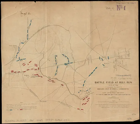 Plan of the battle field at Bull Run, July 21st 1861