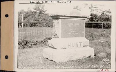 Daniel S. Hunt, Woodlawn Cemetery, new section, lot 41, Enfield, Mass., Sept. 7, 1928