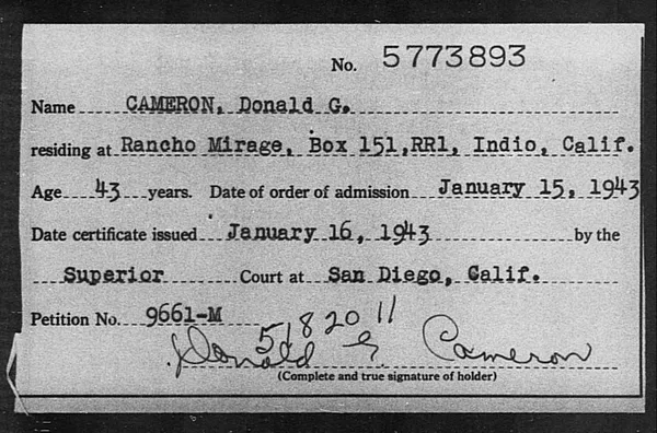 Cameron, Donald G. - 1943