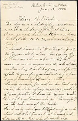 Bartolomeo Vanzetti autographed letter signed to Beltrando Brini, Charlestown, 17 April 1922
