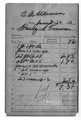Bill from C. A. Warren to Harry S. Truman