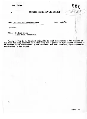 Cross Reference Memorandum
