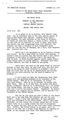 Remarks of the President at the Pontiac Amtrak Station, aboard "The Honest Abe" [Ford Speech or Statement]