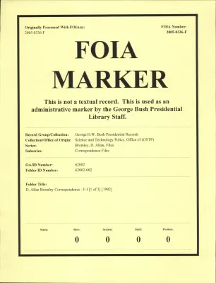D. Allan Bromley Correspondence - F-I [1 of 3] [1992]