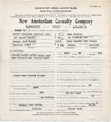 Accident report, February 18, 1919