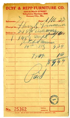 Bill from Duff & Repp Furniture Company