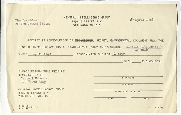 Document Receipt and Memorandum from John Killea