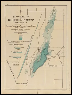 Hydrographic map of Big Cedar Lake, Wisconsin, Washington Co.