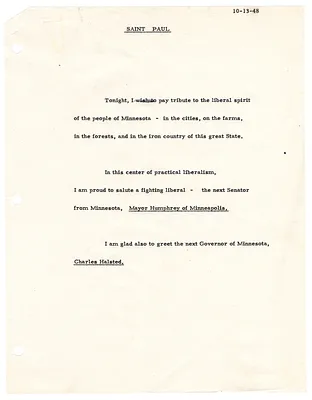 Reading Copy, Speech of President Harry S. Truman, St. Paul, Minnesota