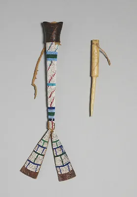 Bone Awl with Beaded Case