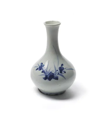 Bottle with Design of Orchids and Rocks