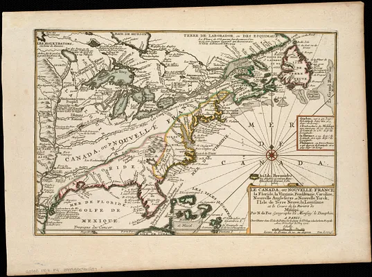 Le Canada, ou Nouvelle France, la Floride, la Virginie, Pensilvanie, Caroline, Nouvelle Angleterre et Nouvelle Yorck, l'Isle de Terre Neuve, la Louisiane, et le cours de la riviere de Misisipi