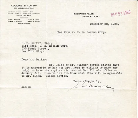Letters Received to H.H. Barker, December 22, 1930
