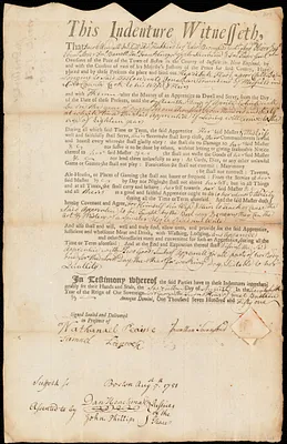 Hepzibah Flood indentured to apprentice with Jonathan Townsend of Medfield, 7 August 1751
