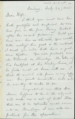 Letter from William Lloyd Garrison, Roxbury, [Mass.], to Helen Eliza Garrison, July 24 [i.e. July 17], 1865