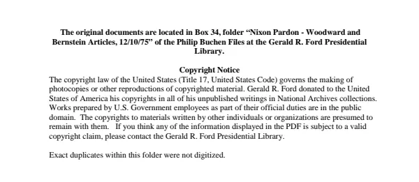 Nixon Pardon - Woodward and Bernstein Articles,12/10/75